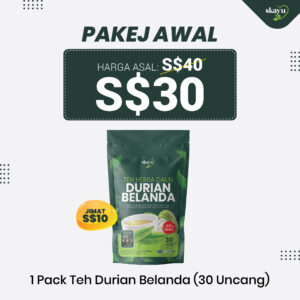 PAKEJ AWAL - 1 PACK TEH DURIAN BELANDA (30 UNCANG)